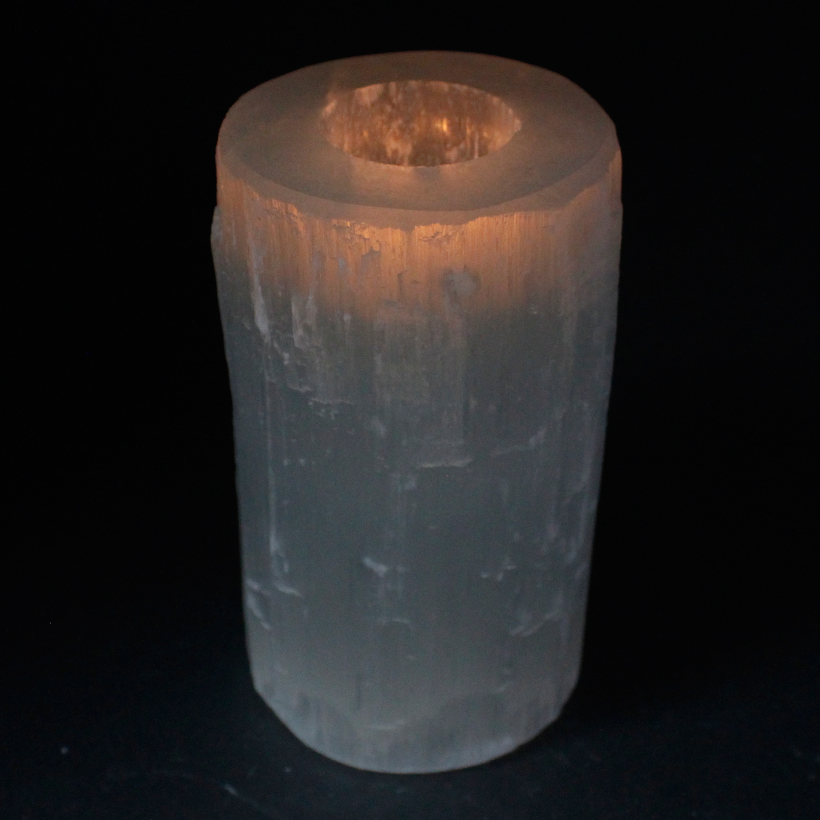 Selenite Cylinder Candle Holder - 15cm - Click Image to Close
